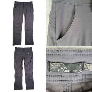 Prana Halle Pants Women’s Size 4 Gray Hiking Straight Fit Stretch Flat Front